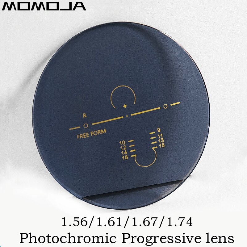 MOMOJA HD 자외선 방지 스크래치 방지 반사 방지 HMC 광변색 프로그레시브 다초점 광학 렌즈, 1.56 1.61 1.67 1.74, 1 쌍